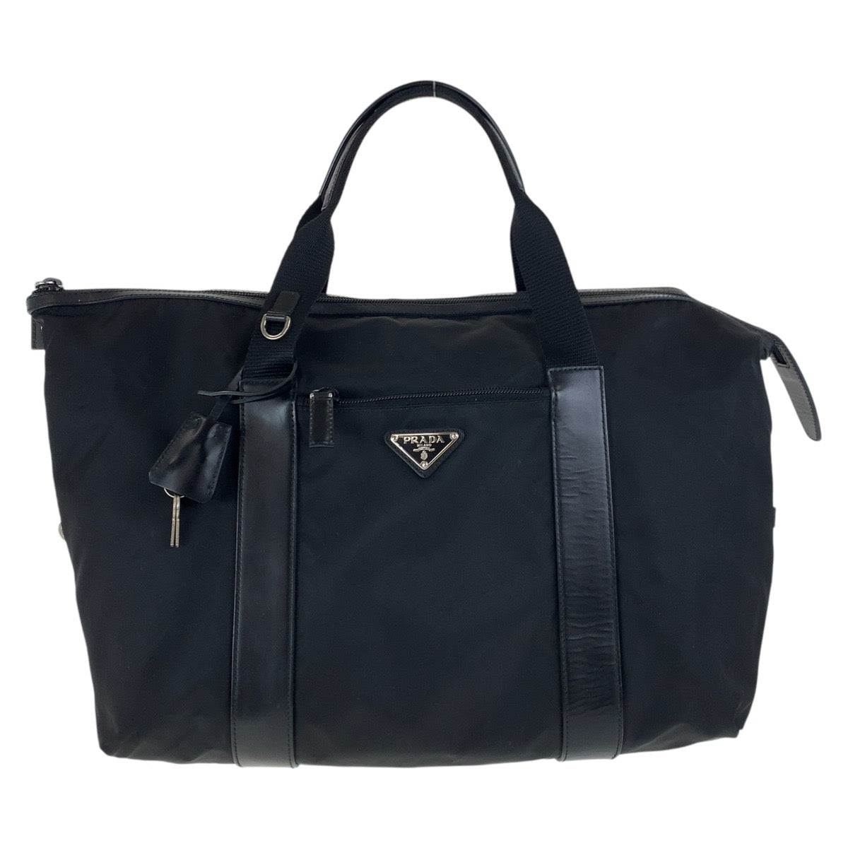 17493
PRADA プラダ テスート 三角ロゴプレート ブラック 黒 シルバー金具 ナイロン / レザー トートバッグ ミニボストンバッグ  レディース