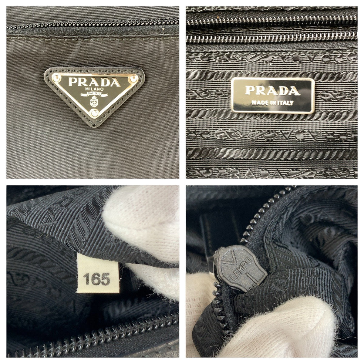 17493
PRADA プラダ テスート 三角ロゴプレート ブラック 黒 シルバー金具 ナイロン / レザー トートバッグ ミニボストンバッグ  レディース