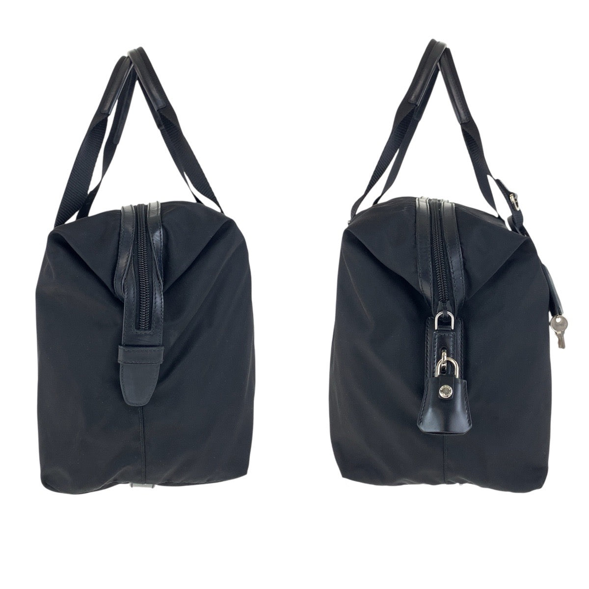 17493
PRADA プラダ テスート 三角ロゴプレート ブラック 黒 シルバー金具 ナイロン / レザー トートバッグ ミニボストンバッグ  レディース