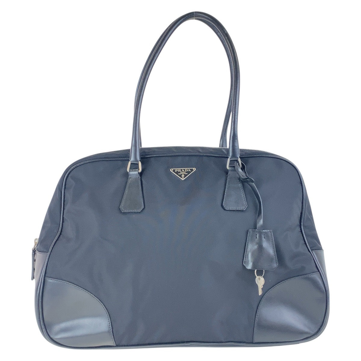17494
PRADA プラダ テスート 三角ロゴプレート ブラック 黒 シルバー金具 ナイロン / レザー ショルダーバッグ ハンドバッグ  レディース