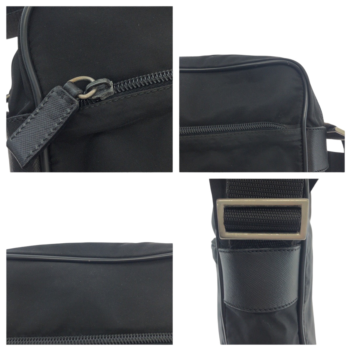 17499
PRADA プラダ テスート 三角ロゴプレート ブラック 黒 シルバー金具 ナイロン V160 ショルダーバッグ ポシェット  メンズ AB40