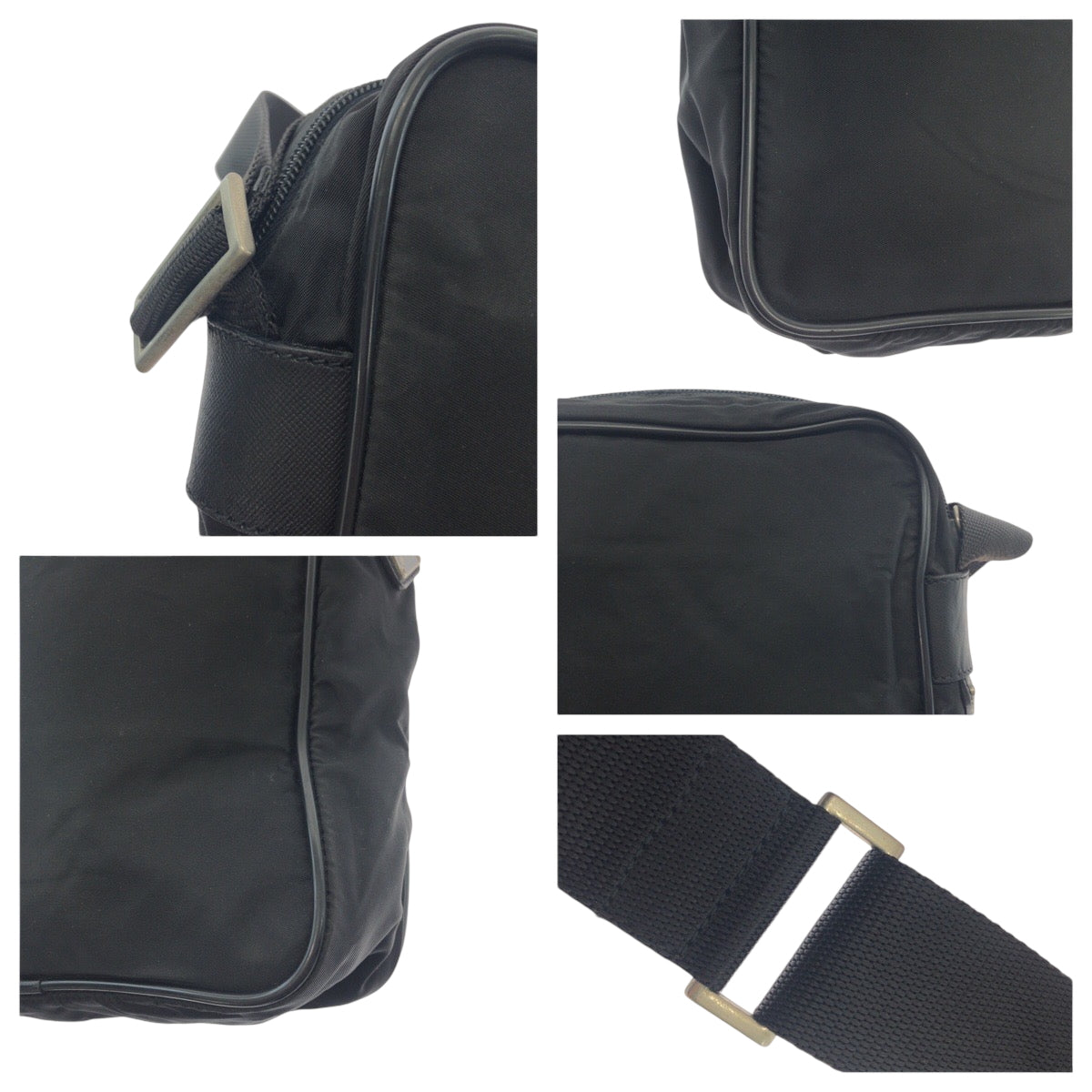 17499
PRADA プラダ テスート 三角ロゴプレート ブラック 黒 シルバー金具 ナイロン V160 ショルダーバッグ ポシェット  メンズ AB40