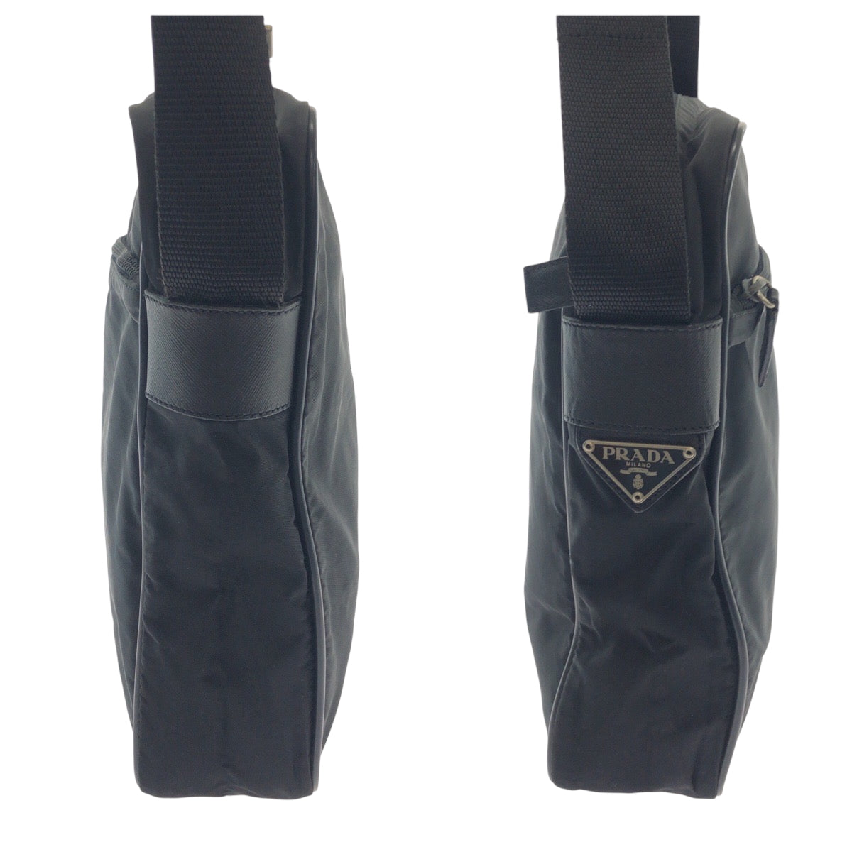 17499
PRADA プラダ テスート 三角ロゴプレート ブラック 黒 シルバー金具 ナイロン V160 ショルダーバッグ ポシェット  メンズ AB40