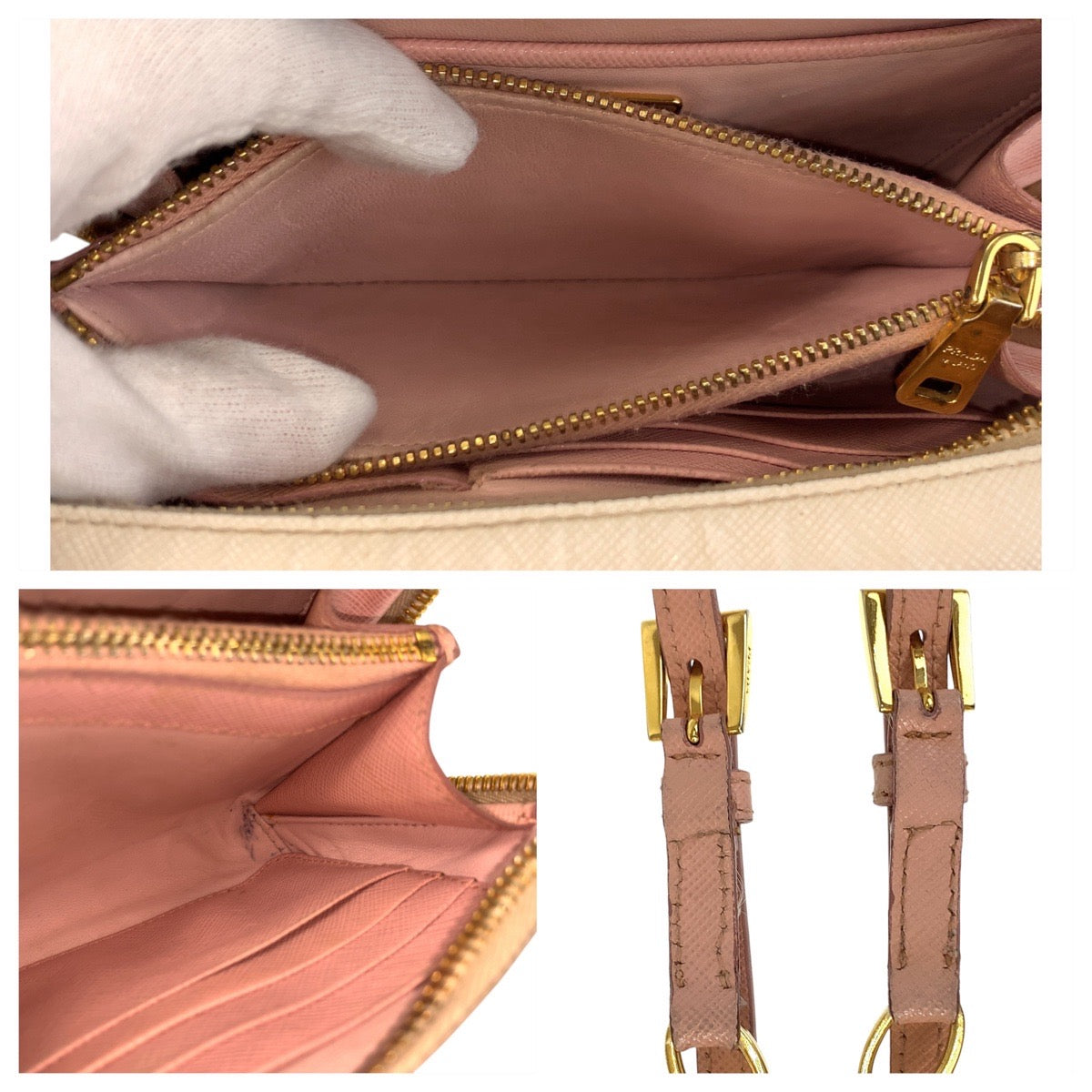 17500
PRADA プラダ サフィアーノ ピンク ゴールド金具 レザー ショルダーバッグ ポシェット レディース AB48