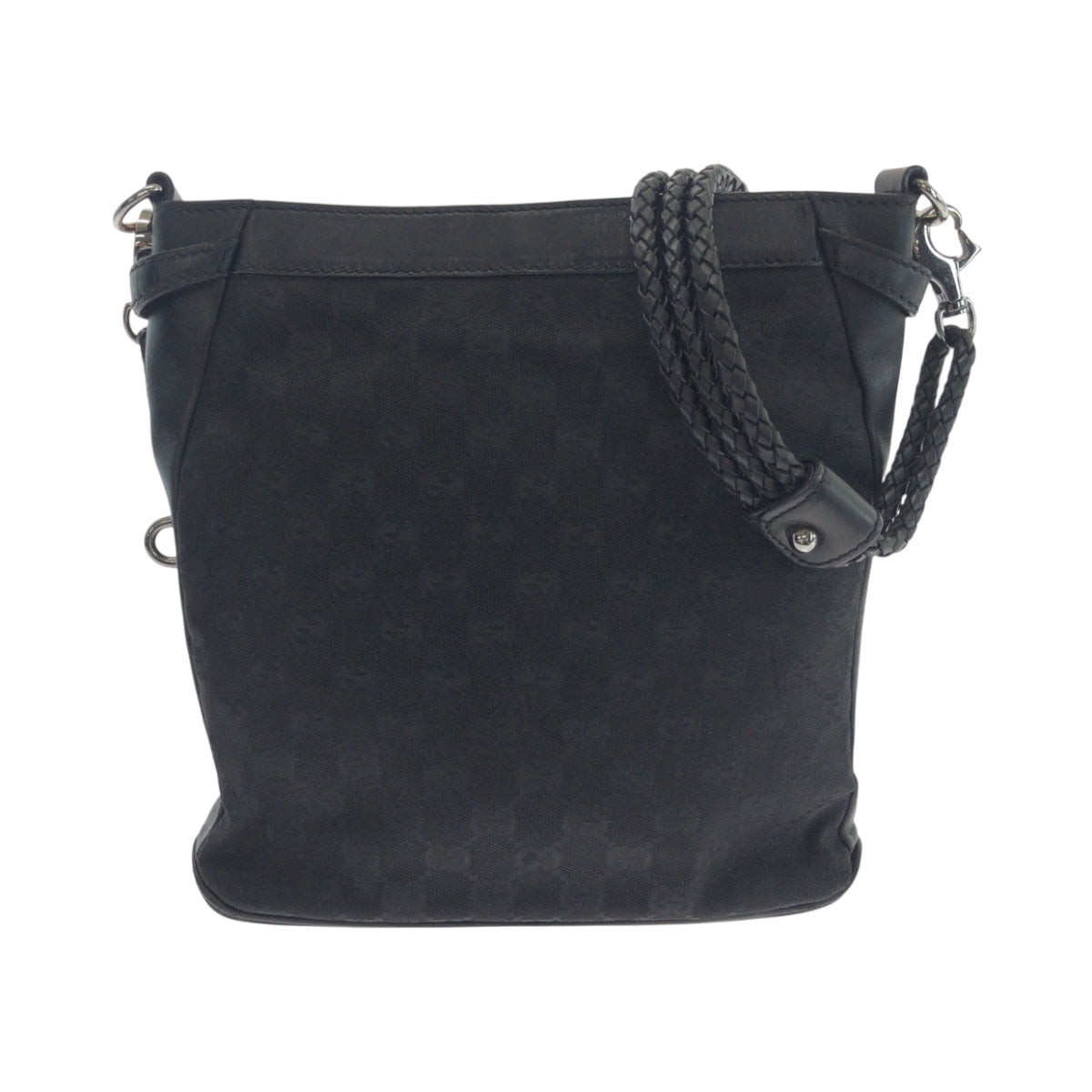 17501
GUCCI グッチ ブラック 黒 シルバー金具 GGキャンバス 109106 ショルダーバッグ ポシェット  レディース AB16