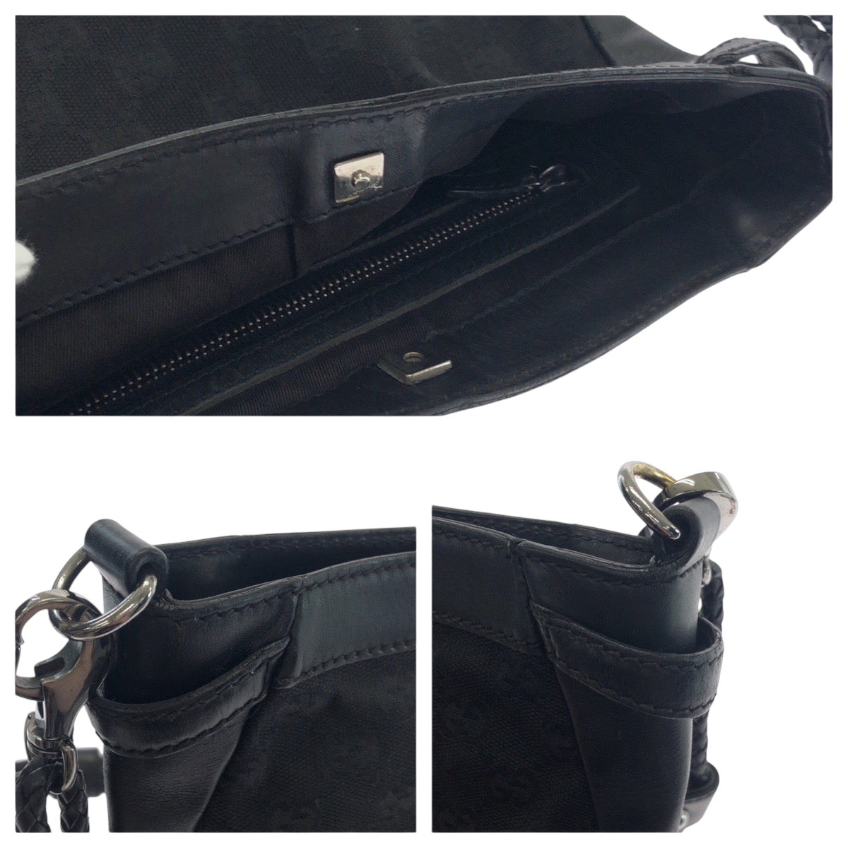 17501
GUCCI グッチ ブラック 黒 シルバー金具 GGキャンバス 109106 ショルダーバッグ ポシェット  レディース AB16