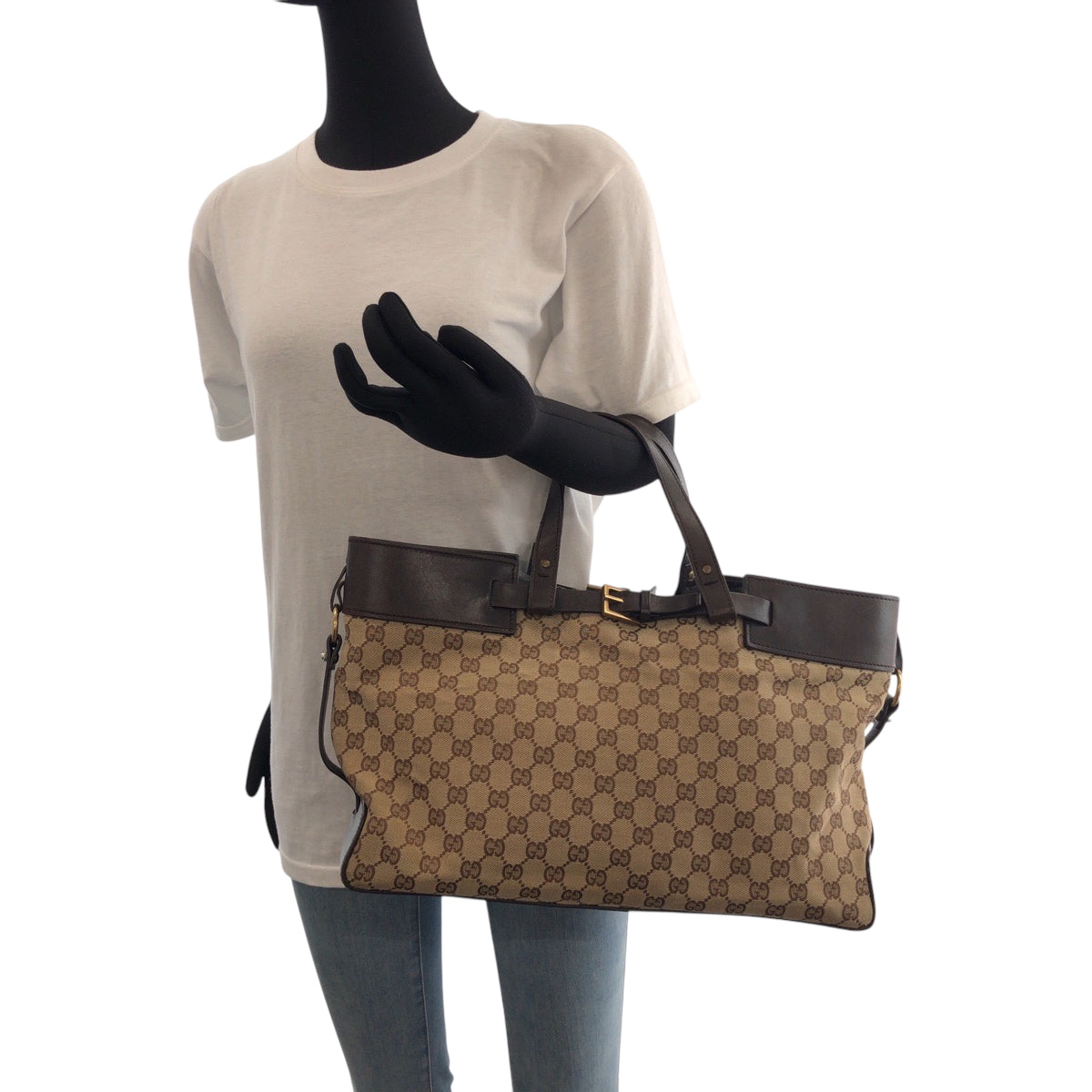 17510
GUCCI グッチ ブラウン ゴールド金具 GGキャンバス 106258 ハンドバッグ トートバッグ  レディース AB33