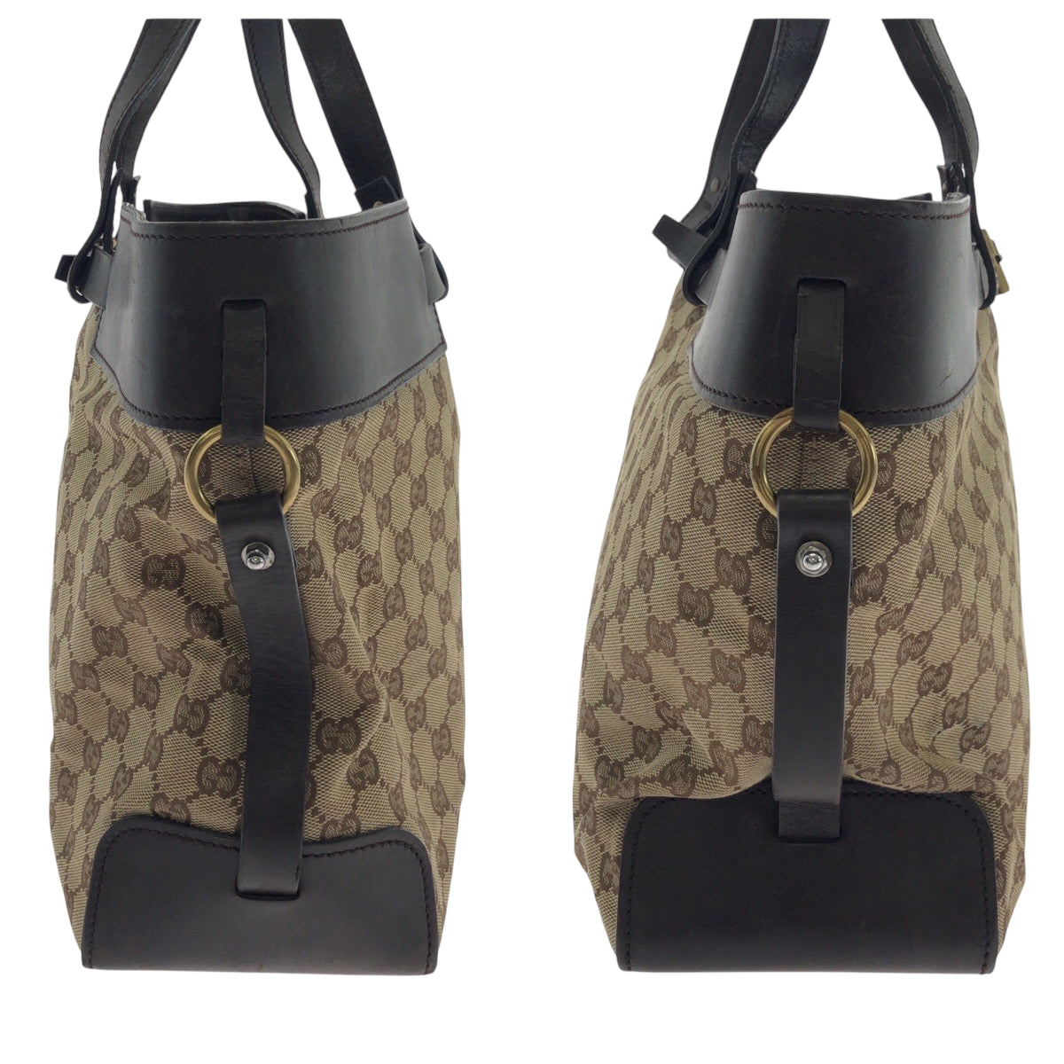 17510
GUCCI グッチ ブラウン ゴールド金具 GGキャンバス 106258 ハンドバッグ トートバッグ  レディース AB33