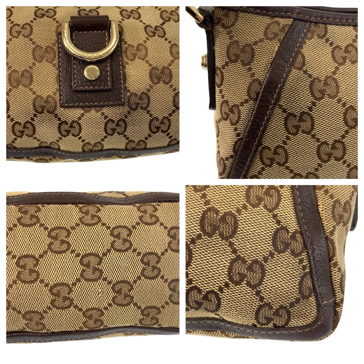 17502
GUCCI グッチ アビー ベージュ ブラウン ゴールド金具 GGキャンバス / レザー 130939 ショルダーバッグ アクセサリーポーチ  レディース