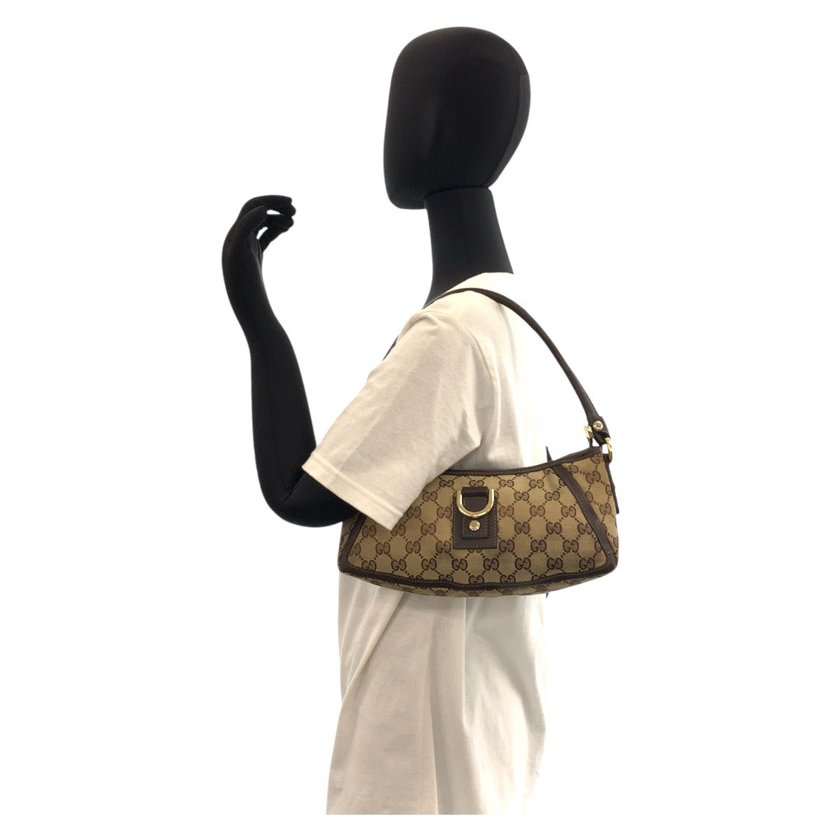 17502
GUCCI グッチ アビー ベージュ ブラウン ゴールド金具 GGキャンバス / レザー 130939 ショルダーバッグ アクセサリーポーチ  レディース