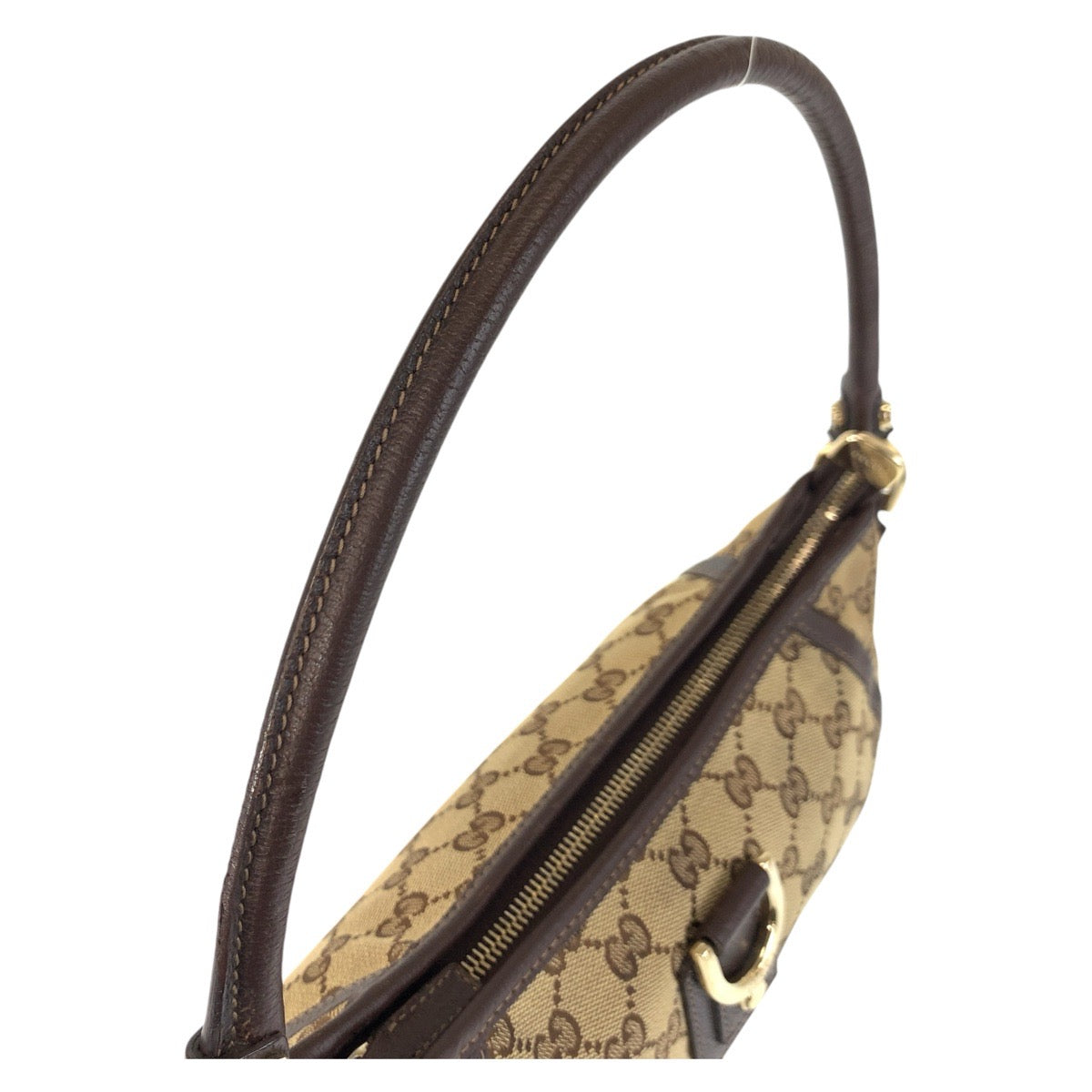 17502
GUCCI グッチ アビー ベージュ ブラウン ゴールド金具 GGキャンバス / レザー 130939 ショルダーバッグ アクセサリーポーチ  レディース