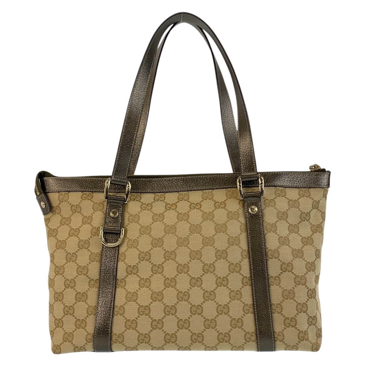 17503
GUCCI グッチ ベージュ カーキブラウン ゴールド金具 GGキャンバス / レザー 141470 トートバッグ ショルダーバッグ  レディース A52