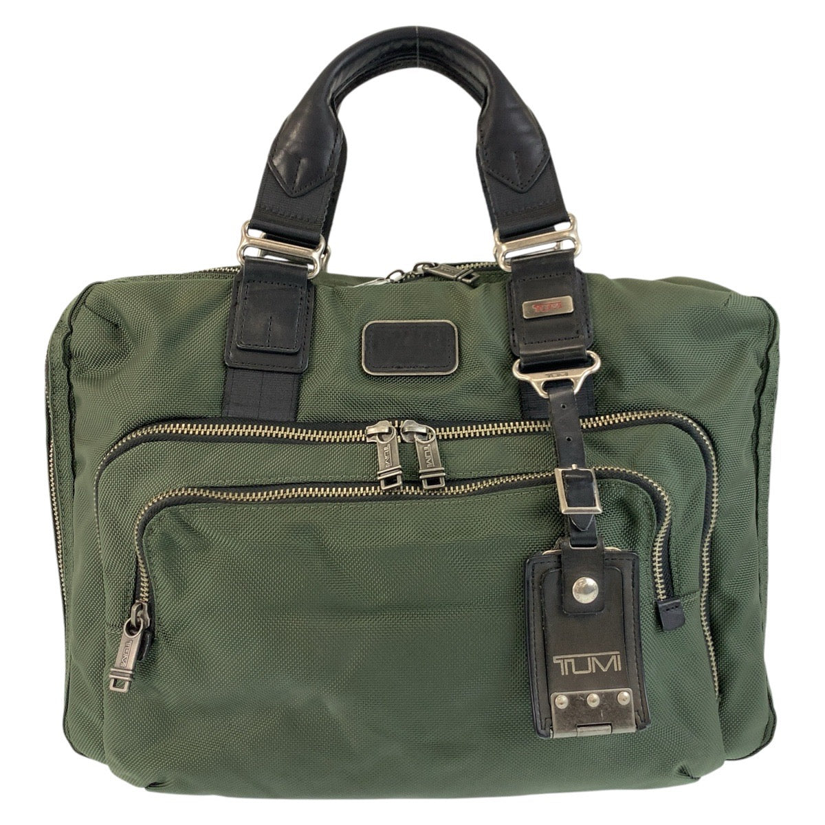 17504
TUMI トゥミ Alpha Bravo Andrews Slim Brief グリーン カーキ オレンジ シルバー金具 キャンバス / レザー 22631SPH ビジネスバッグ ブリーフケース  メンズ AB17