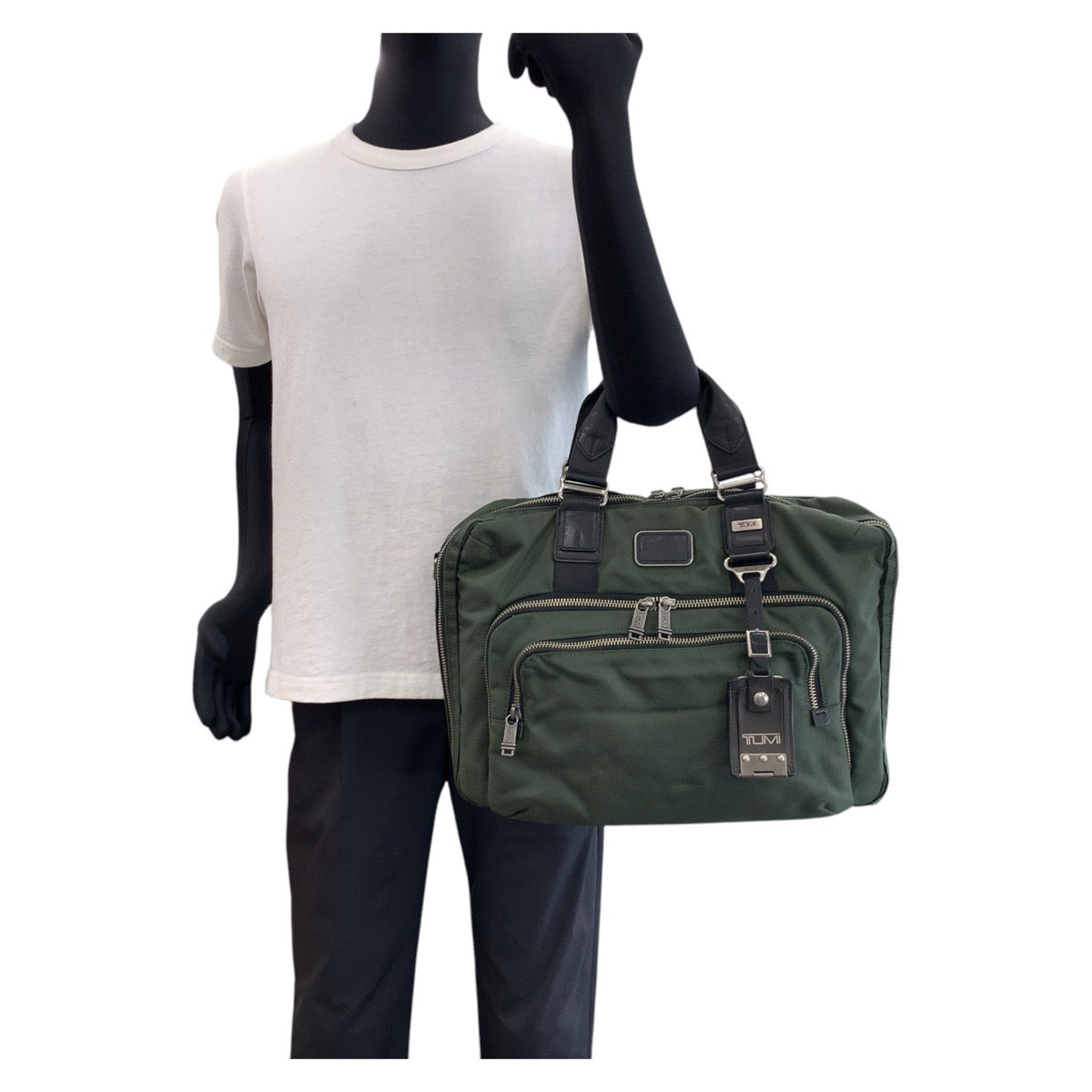 17504
TUMI トゥミ Alpha Bravo Andrews Slim Brief グリーン カーキ オレンジ シルバー金具 キャンバス / レザー 22631SPH ビジネスバッグ ブリーフケース  メンズ AB17