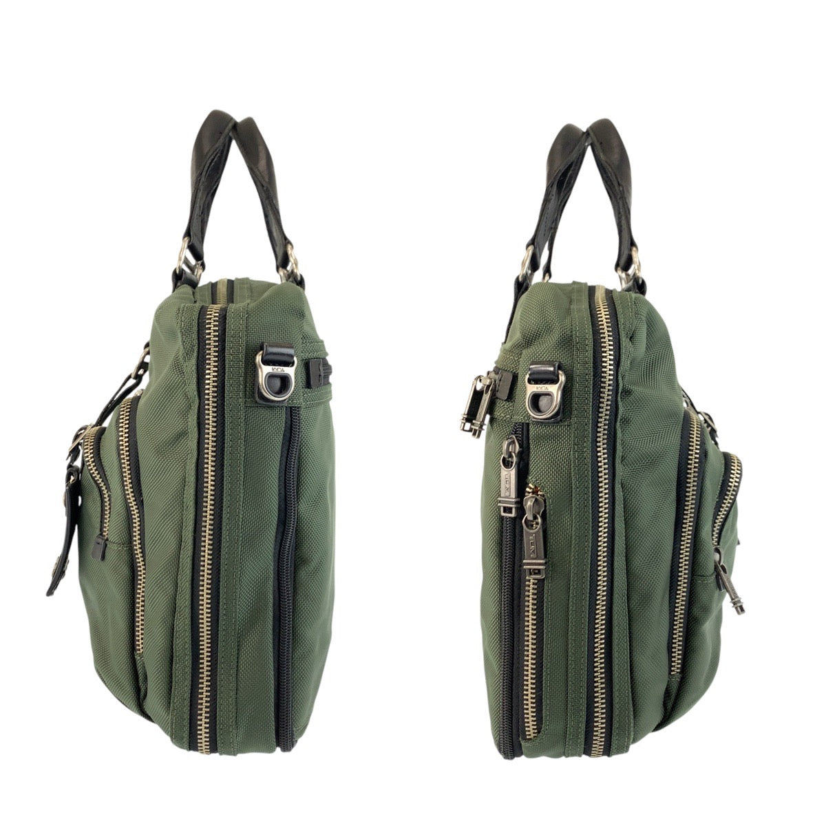 17504
TUMI トゥミ Alpha Bravo Andrews Slim Brief グリーン カーキ オレンジ シルバー金具 キャンバス / レザー 22631SPH ビジネスバッグ ブリーフケース  メンズ AB17