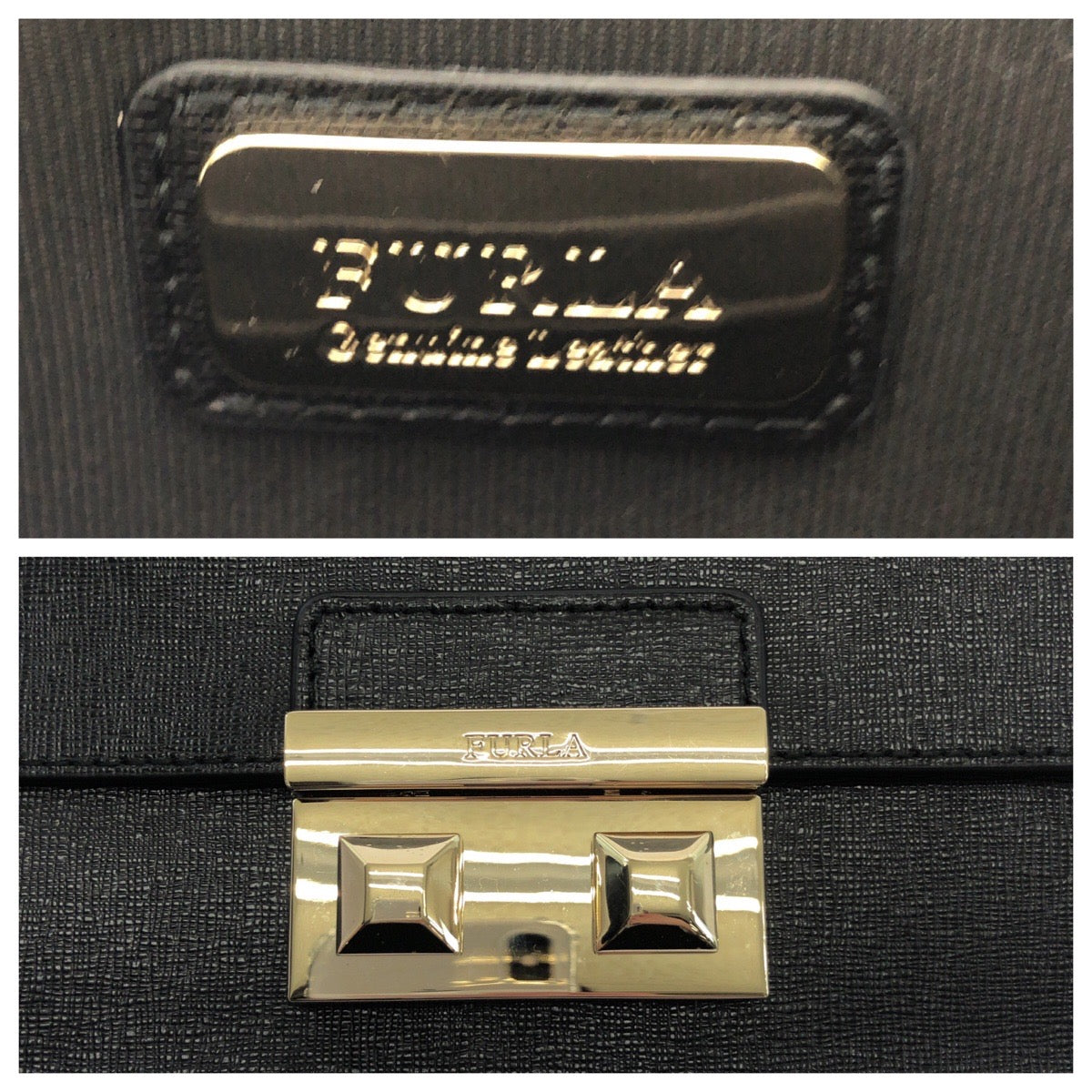 17506
Furla フルラ ブラック 黒 ゴールド金具 レザー チェーンショルダーバッグ ポシェット  レディース A13