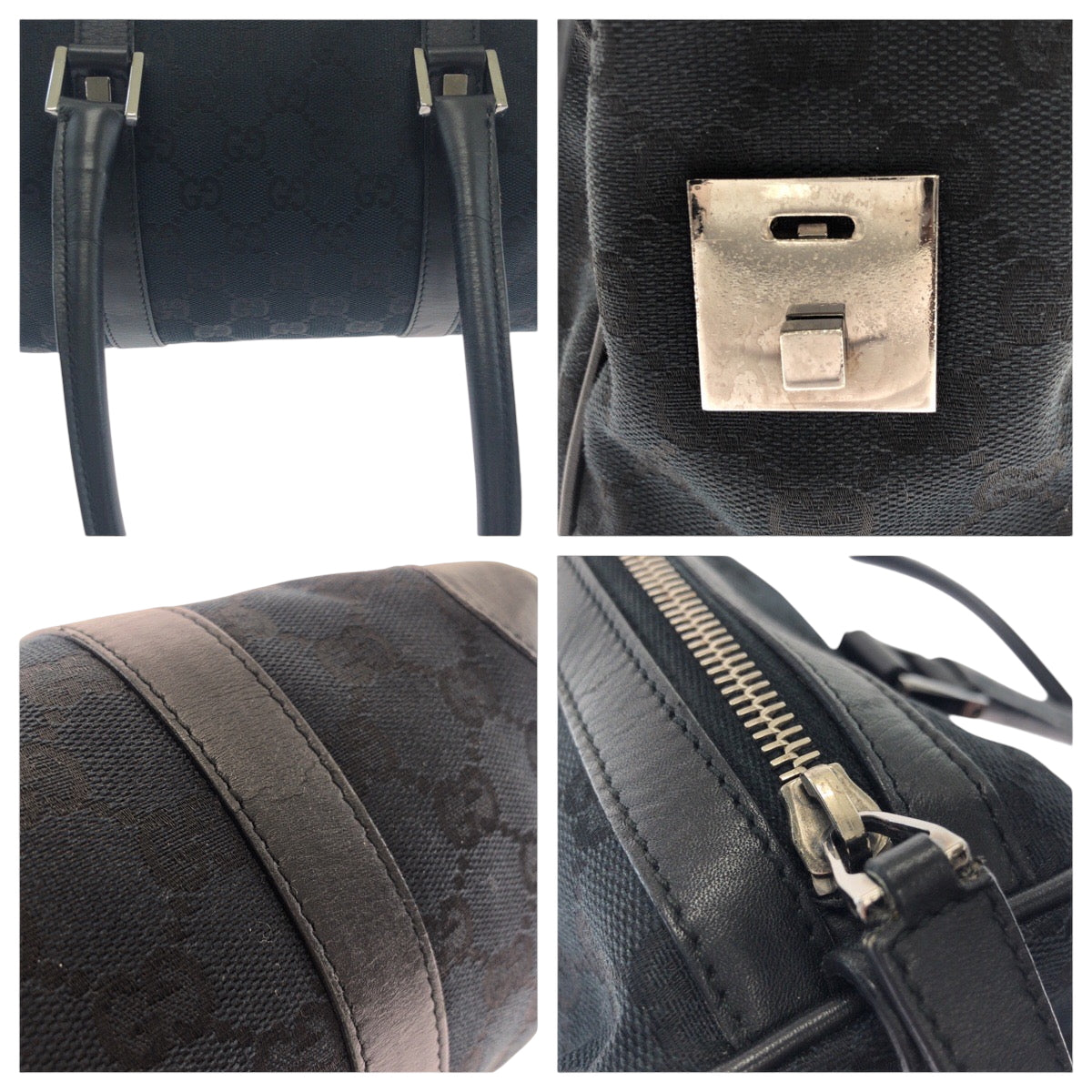 17507
GUCCI グッチ ブラック 黒 シルバー金具 GGキャンバス 000 0851 ハンドバッグ ミニボストンバッグ  レディース ABP45