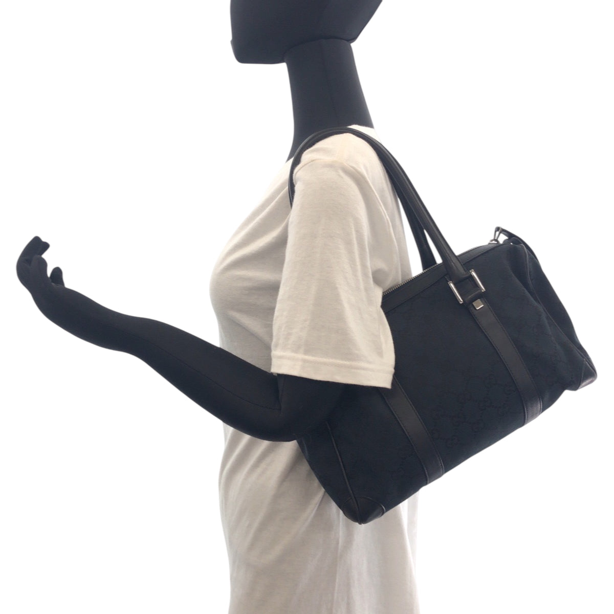 17507
GUCCI グッチ ブラック 黒 シルバー金具 GGキャンバス 000 0851 ハンドバッグ ミニボストンバッグ  レディース ABP45