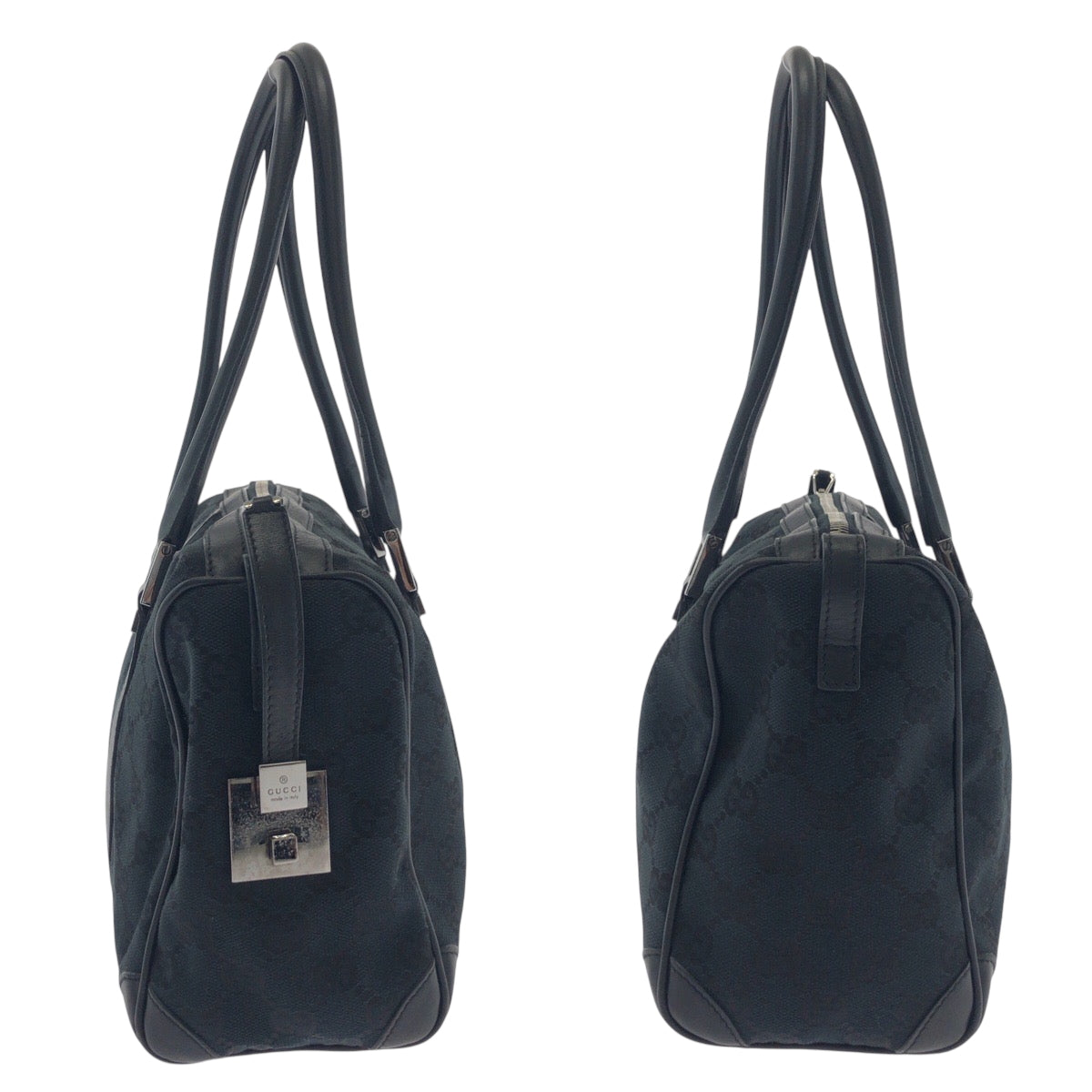 17507
GUCCI グッチ ブラック 黒 シルバー金具 GGキャンバス 000 0851 ハンドバッグ ミニボストンバッグ  レディース ABP45