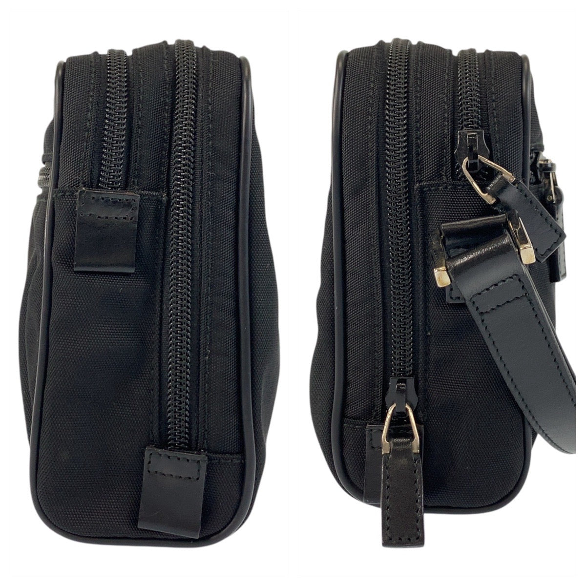 17509
GUCCI グッチ ブラック 黒 シルバー金具 ナイロン / レザー 018 1607 セカンドバッグ クラッチバッグ  メンズ