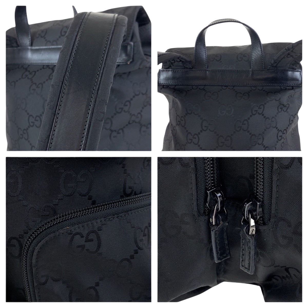 17511
GUCCI グッチ GG柄 ブラック 黒 シルバー金具 ナイロン 003 0238 リュックサック バックパック  レディース ABP52