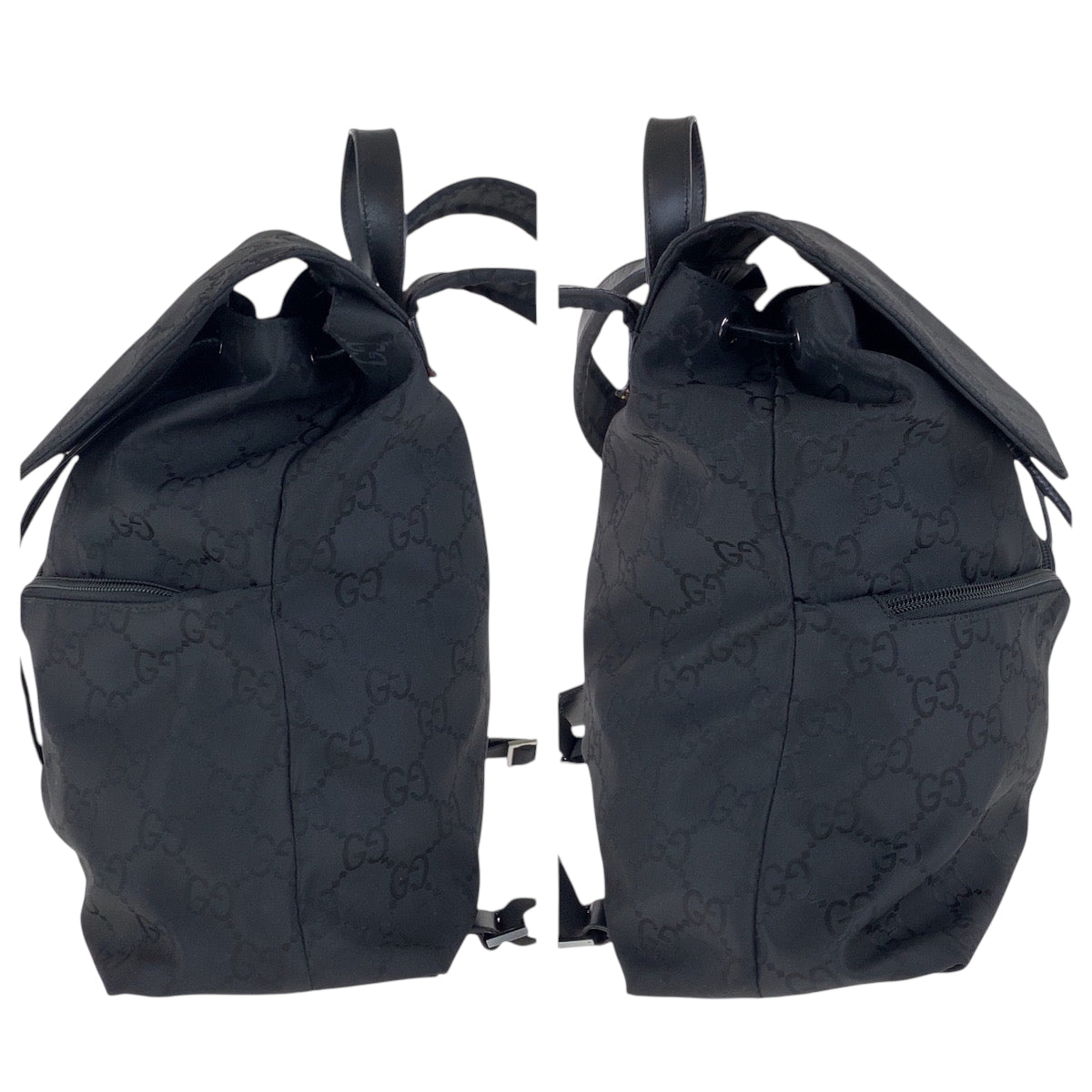 17511
GUCCI グッチ GG柄 ブラック 黒 シルバー金具 ナイロン 003 0238 リュックサック バックパック  レディース ABP52