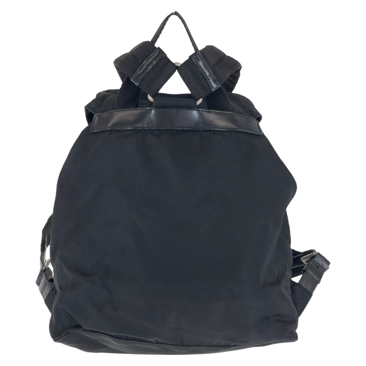 17512
PRADA プラダ テスート 三角ロゴプレート ブラック 黒 シルバー金具 ナイロン / レザー リュック・デイパック バックパック  レディース