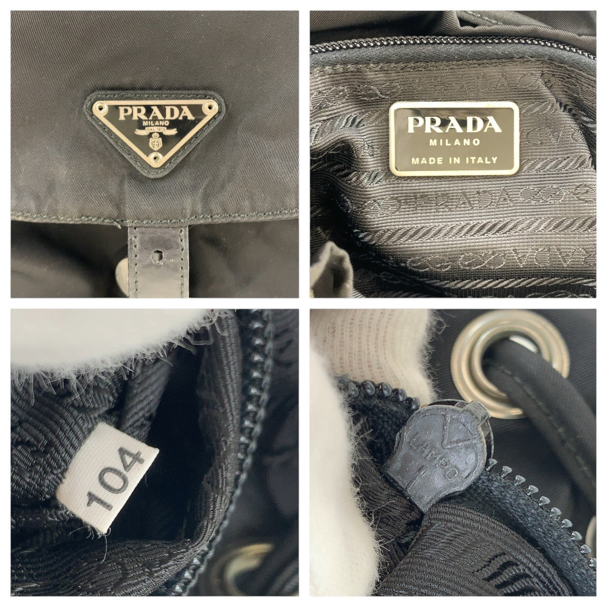 17512
PRADA プラダ テスート 三角ロゴプレート ブラック 黒 シルバー金具 ナイロン / レザー リュック・デイパック バックパック  レディース
