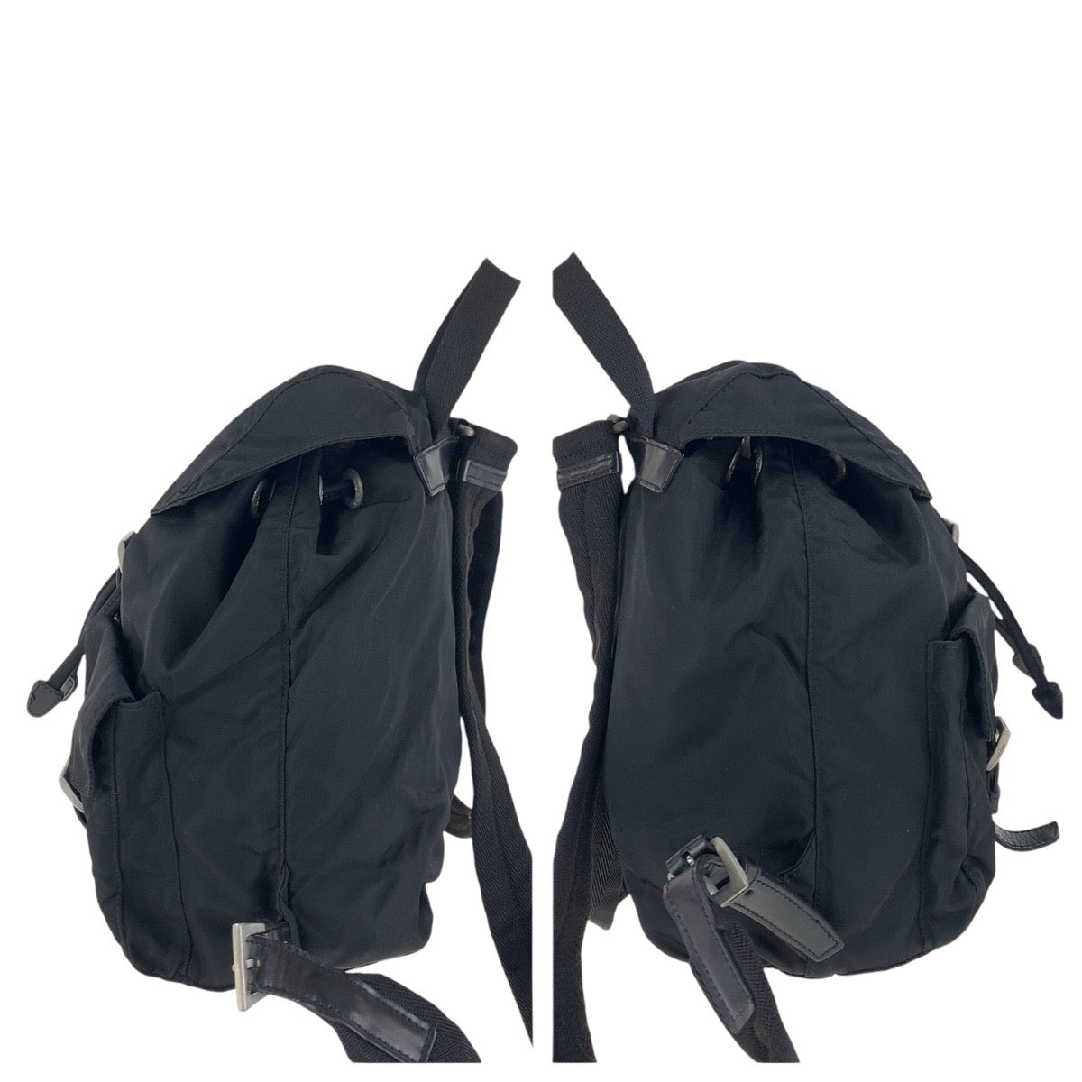 17512
PRADA プラダ テスート 三角ロゴプレート ブラック 黒 シルバー金具 ナイロン / レザー リュック・デイパック バックパック  レディース