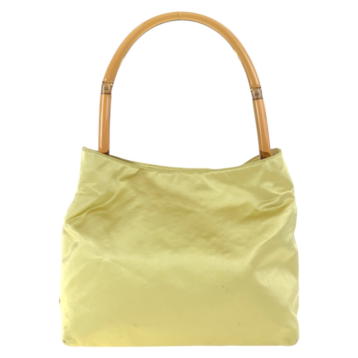 17515
PRADA プラダ 三角ロゴプレート イエロー シルバー金具 サテン / プラスチック ハンドバッグ ショルダーバッグ  レディース