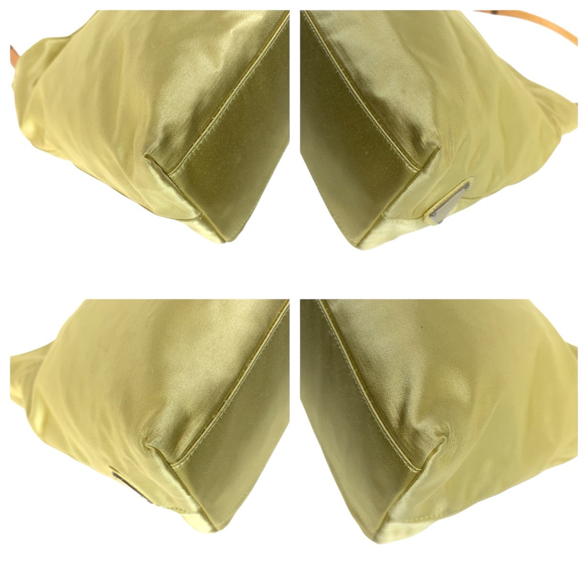 17515
PRADA プラダ 三角ロゴプレート イエロー シルバー金具 サテン / プラスチック ハンドバッグ ショルダーバッグ  レディース