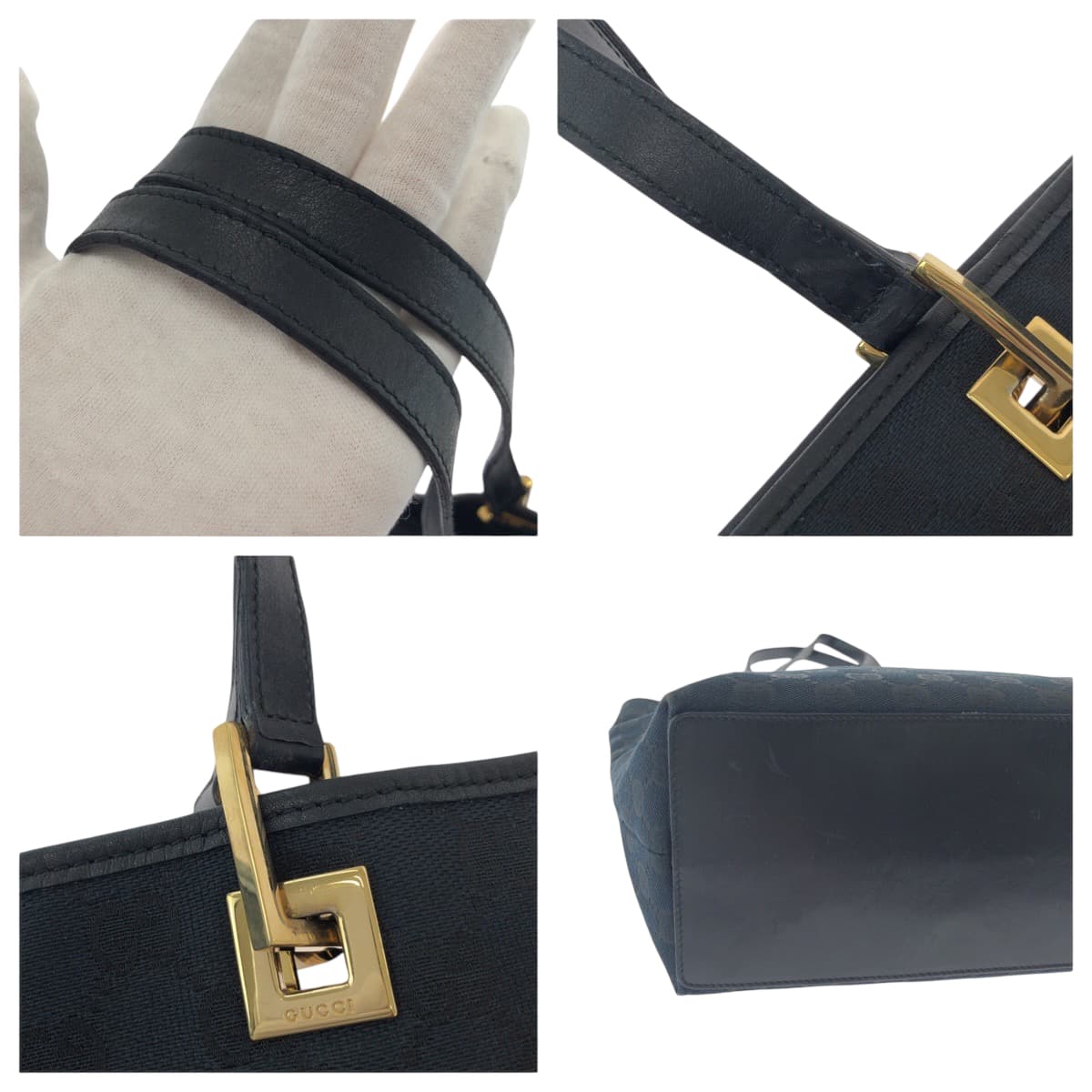 17516
GUCCI グッチ ブラック 黒 ゴールド金具 GGキャンバス 002 1098 トートバッグ ショルダーバッグ  レディース ABP40