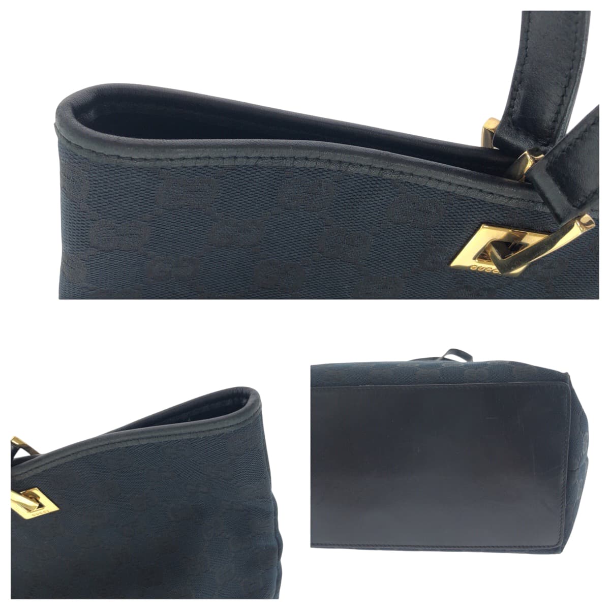 17516
GUCCI グッチ ブラック 黒 ゴールド金具 GGキャンバス 002 1098 トートバッグ ショルダーバッグ  レディース ABP40