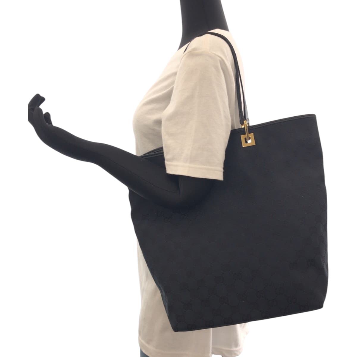 17516
GUCCI グッチ ブラック 黒 ゴールド金具 GGキャンバス 002 1098 トートバッグ ショルダーバッグ  レディース ABP40