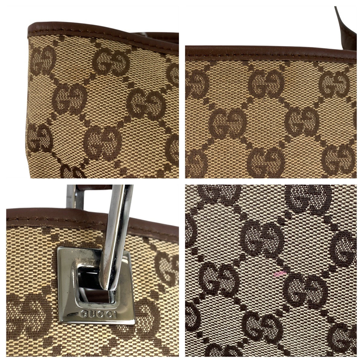 17517
GUCCI グッチ ベージュ ブラウン GGキャンバス / レザー 31243 トートバッグ ショルダーバッグ  レディース AB33