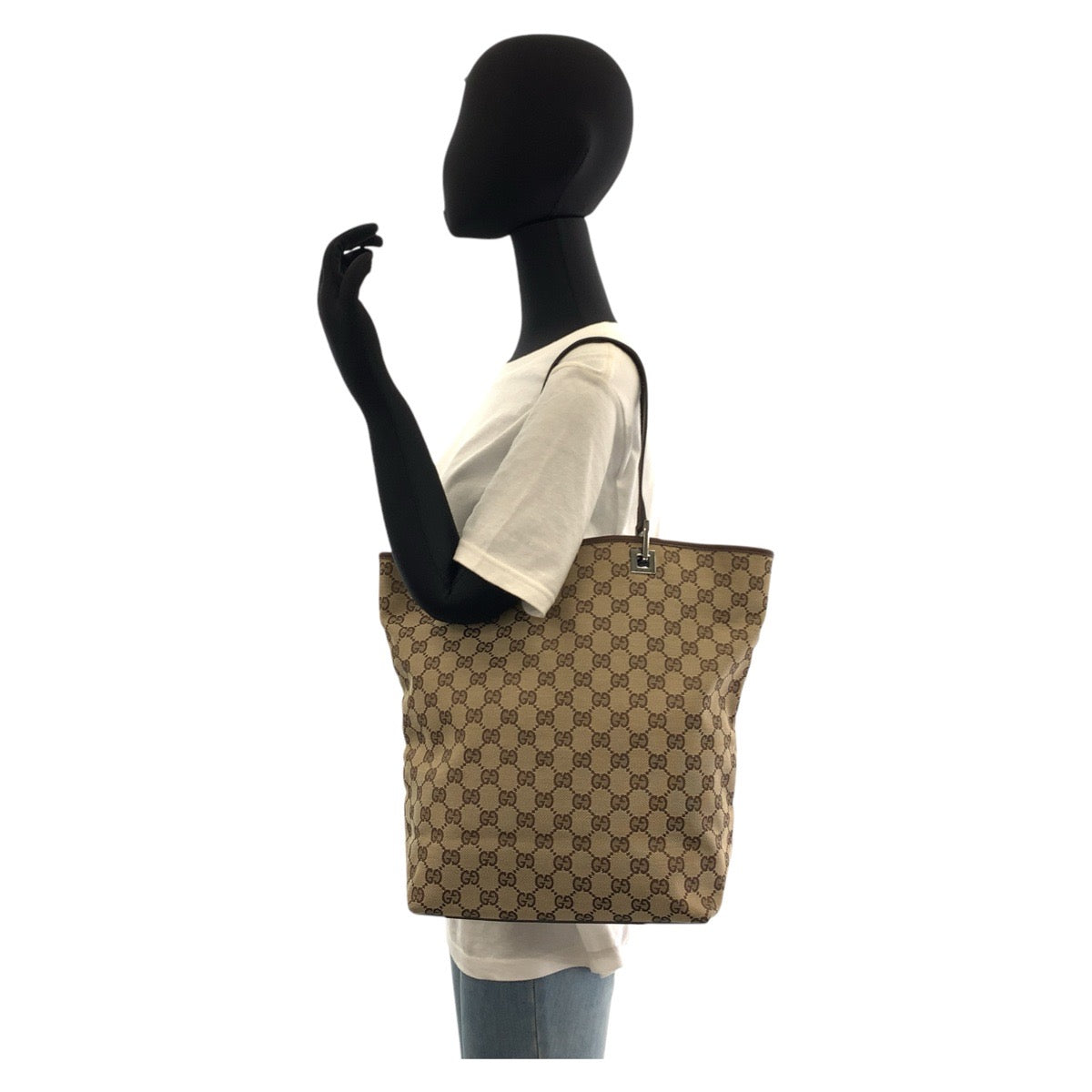 17517
GUCCI グッチ ベージュ ブラウン GGキャンバス / レザー 31243 トートバッグ ショルダーバッグ  レディース AB33