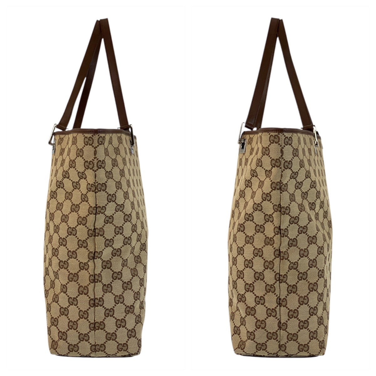 17517
GUCCI グッチ ベージュ ブラウン GGキャンバス / レザー 31243 トートバッグ ショルダーバッグ  レディース AB33
