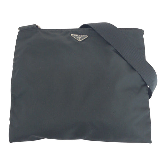 17518
PRADA プラダ テスート 三角ロゴプレート ブラック 黒 シルバー金具 ナイロン 斜め掛け　ショルダーバッグ 男女兼用  レディース AB