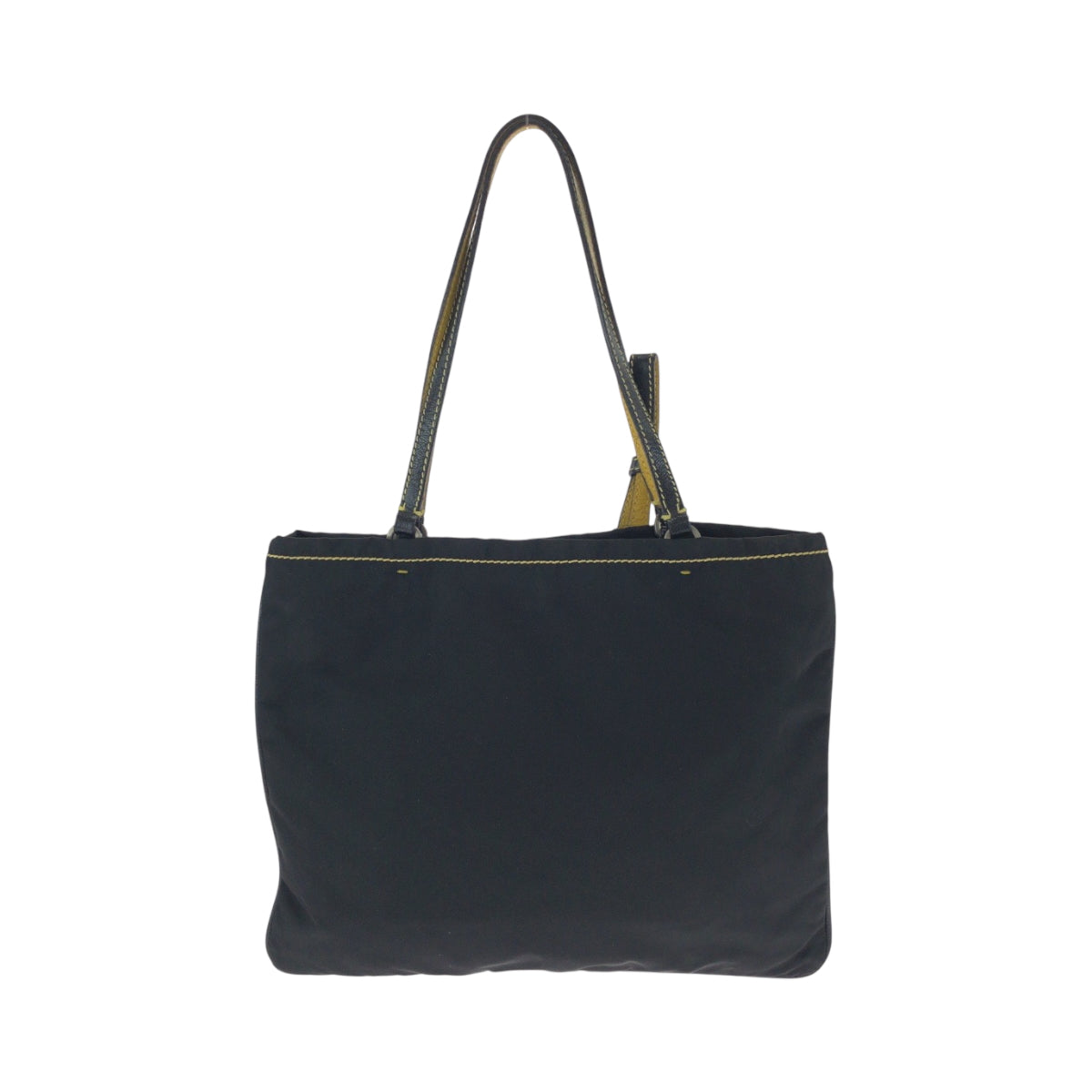 17519
PRADA プラダ テスート 三角ロゴプレート ブラック 黒 イエロー シルバー金具 ナイロン トートバッグ ハンドバッグ  レディース ABP33