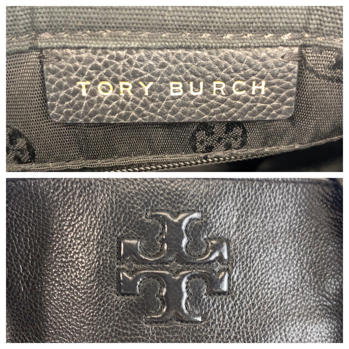 17521
Tory Burch トリーバーチ ブラック 黒 ゴールド金具 レザー トートバッグ ショルダーバッグ  レディース AB10
