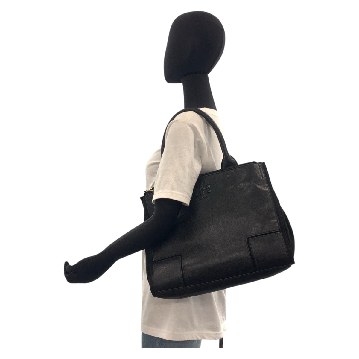 17521
Tory Burch トリーバーチ ブラック 黒 ゴールド金具 レザー トートバッグ ショルダーバッグ  レディース AB10
