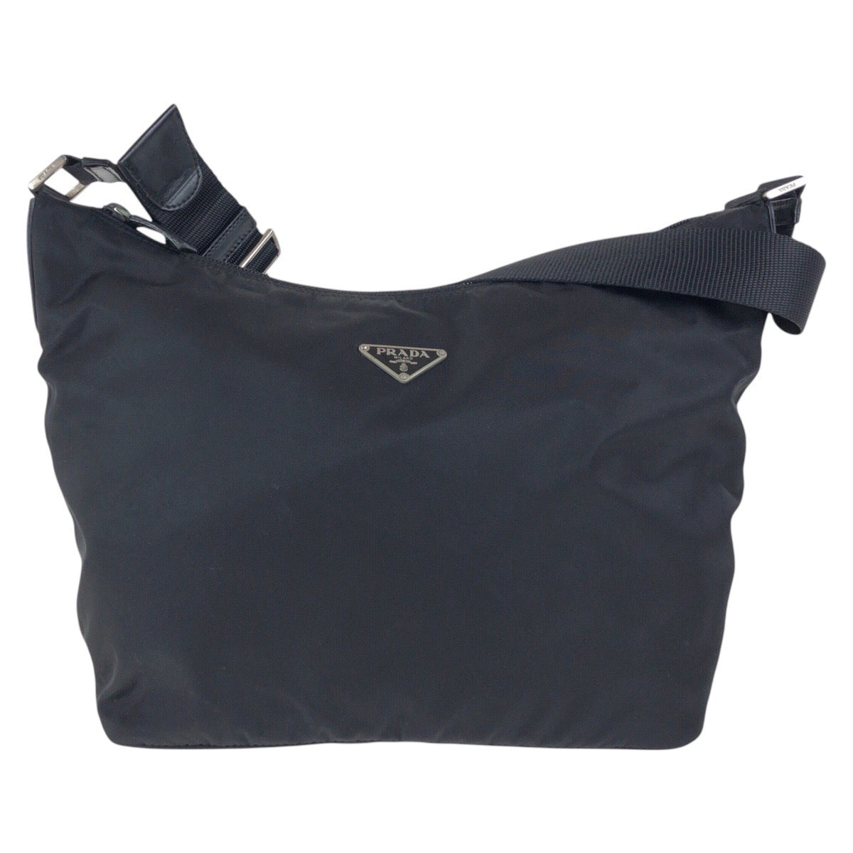 17522
PRADA プラダ テスート 三角ロゴプレート ブラック 黒 シルバー金具 ナイロン / レザー ショルダーバッグ メッセンジャーバッグ  レディース ABP40