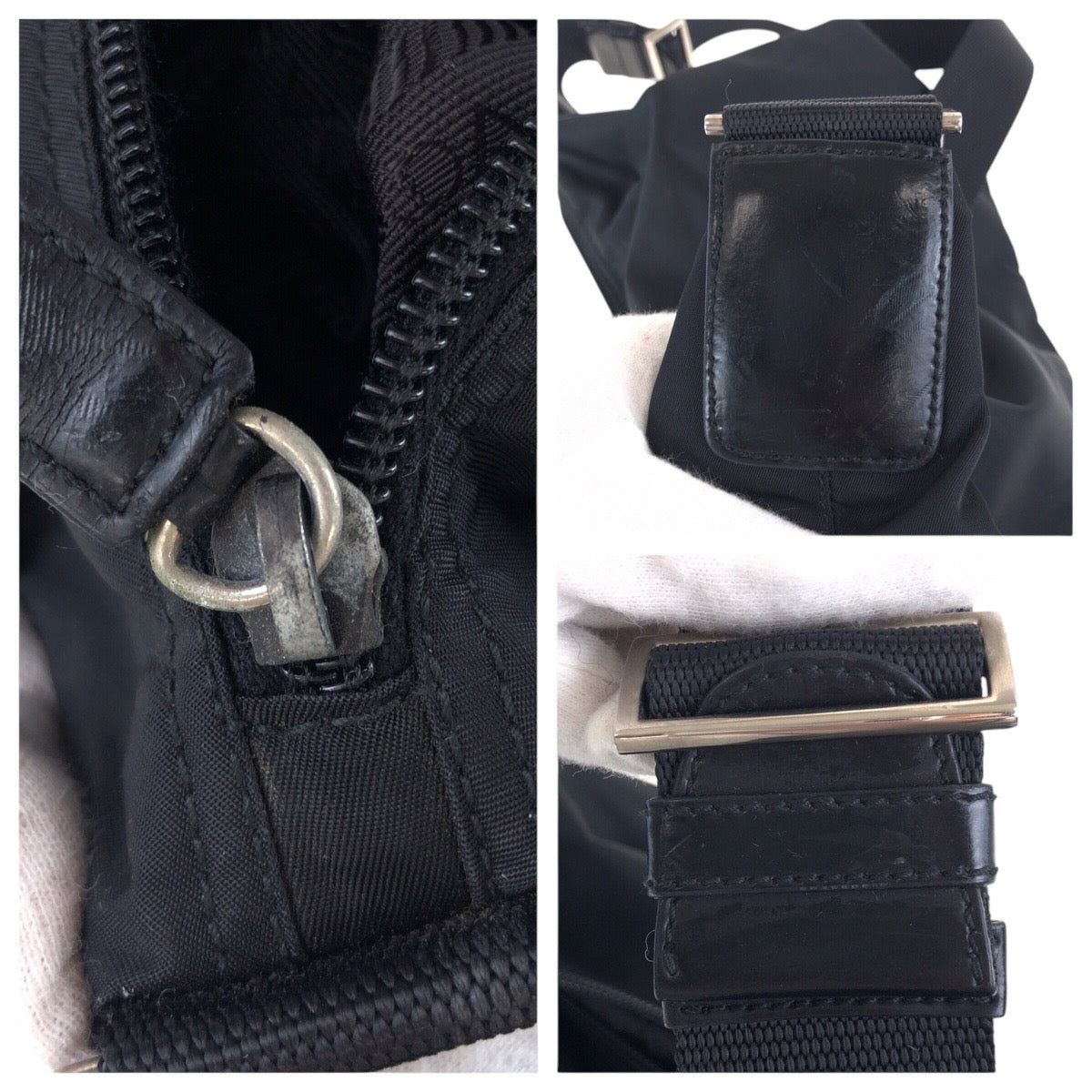 17522
PRADA プラダ テスート 三角ロゴプレート ブラック 黒 シルバー金具 ナイロン / レザー ショルダーバッグ メッセンジャーバッグ  レディース ABP40