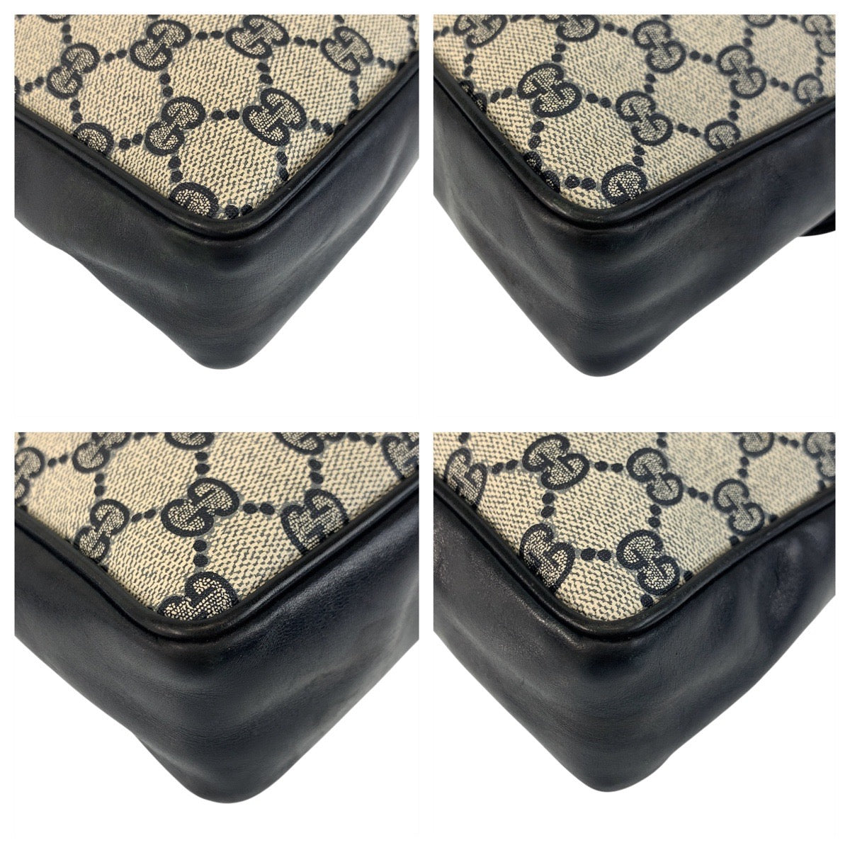 17523
GUCCI グッチ シェリーライン グレー ネイビー ゴールド金具 GGスプリームキャンバス / レザー セカンドバッグ クラッチバッグ  メンズ