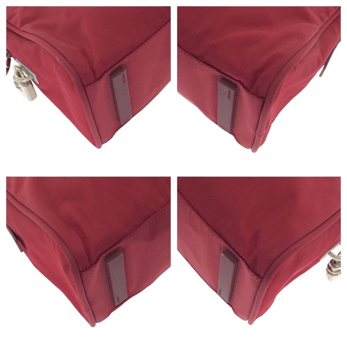 17526
PRADA プラダ テスート 三角ロゴプレート レッド シルバー金具 ナイロン B8495 トートバッグ ハンドバッグ  レディース ABP39