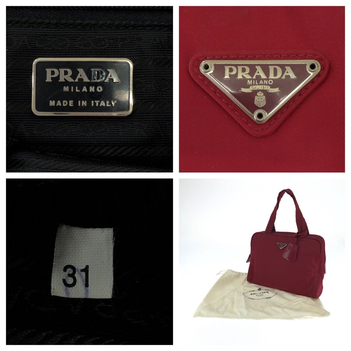 17526
PRADA プラダ テスート 三角ロゴプレート レッド シルバー金具 ナイロン B8495 トートバッグ ハンドバッグ  レディース ABP39