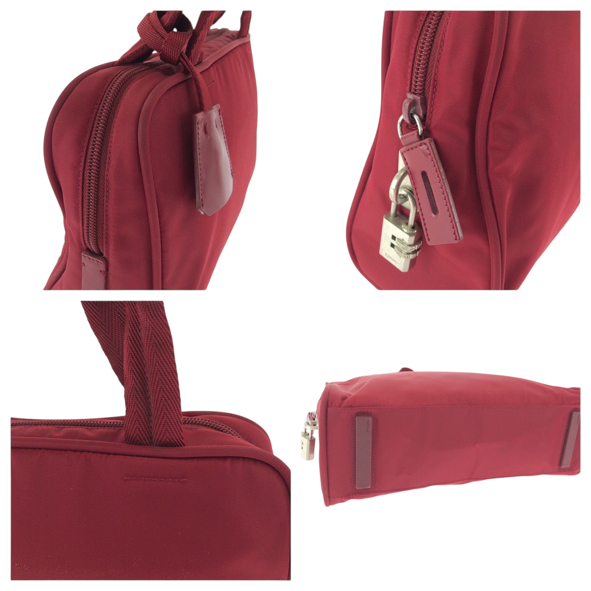 17526
PRADA プラダ テスート 三角ロゴプレート レッド シルバー金具 ナイロン B8495 トートバッグ ハンドバッグ  レディース ABP39