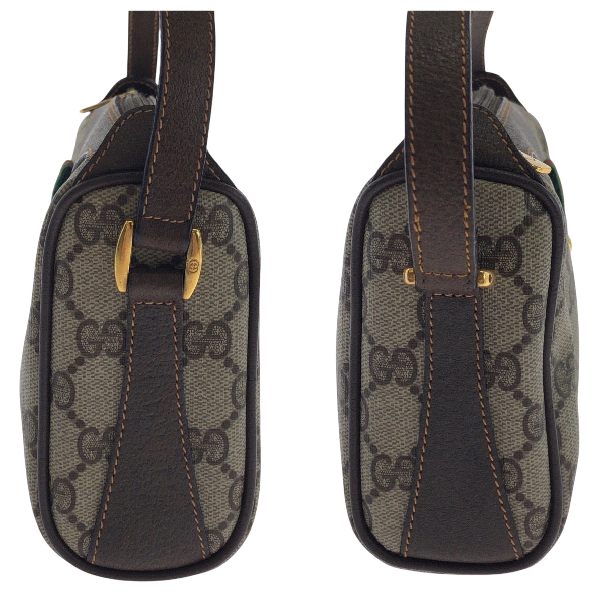 17527
GUCCI グッチ ヴィンテージ オールドグッチ シェリーライン ベージュ ブラウン ゴールド金具 GGスプリームキャンバス 89 02 018 ショルダーバッグ ポシェット レディース AB45