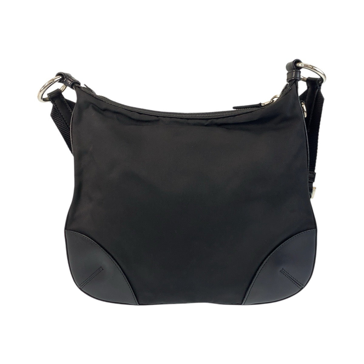 17528
PRADA プラダ テスート 三角ロゴプレート ブラック 黒 シルバー金具 ナイロン ショルダーバッグ メッセンジャーバッグ  レディース