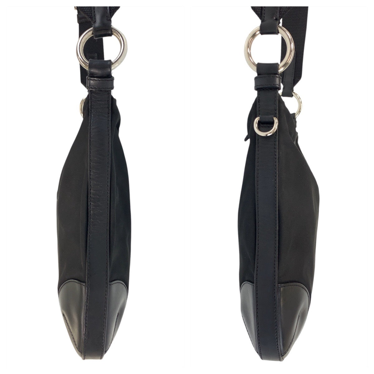 17528
PRADA プラダ テスート 三角ロゴプレート ブラック 黒 シルバー金具 ナイロン ショルダーバッグ メッセンジャーバッグ  レディース